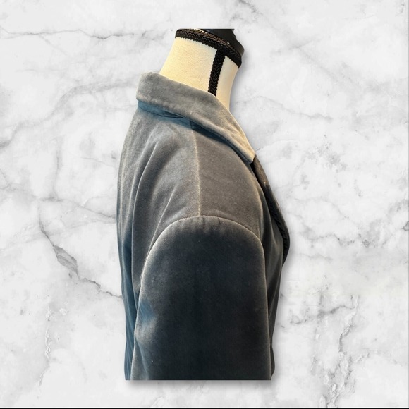 Lafayette 148 New York Gray-Green velvet one button blazer 12p - Picture 3 of 8